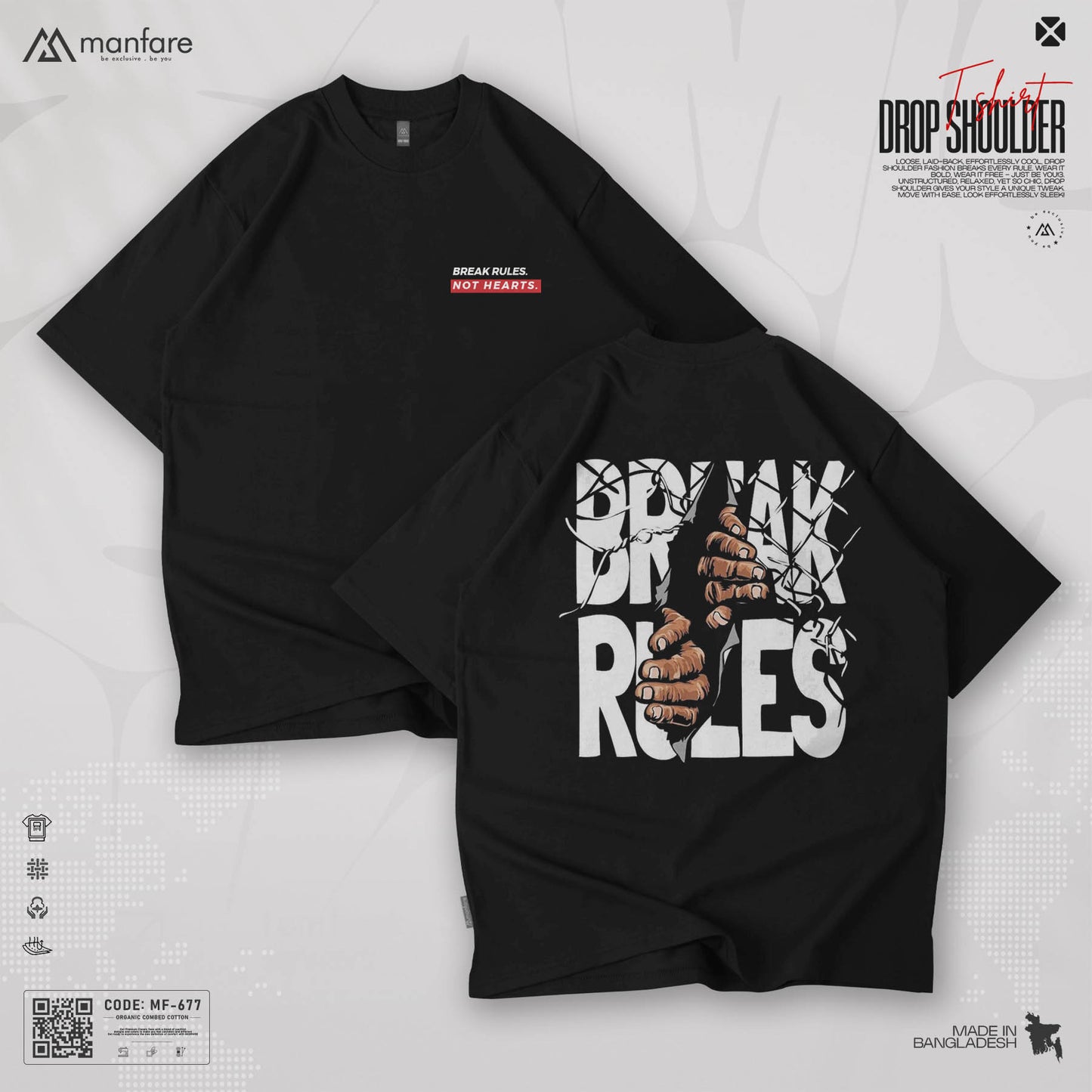 200+ GSM Premium Drop Shoulder T-Shirt | MF-677