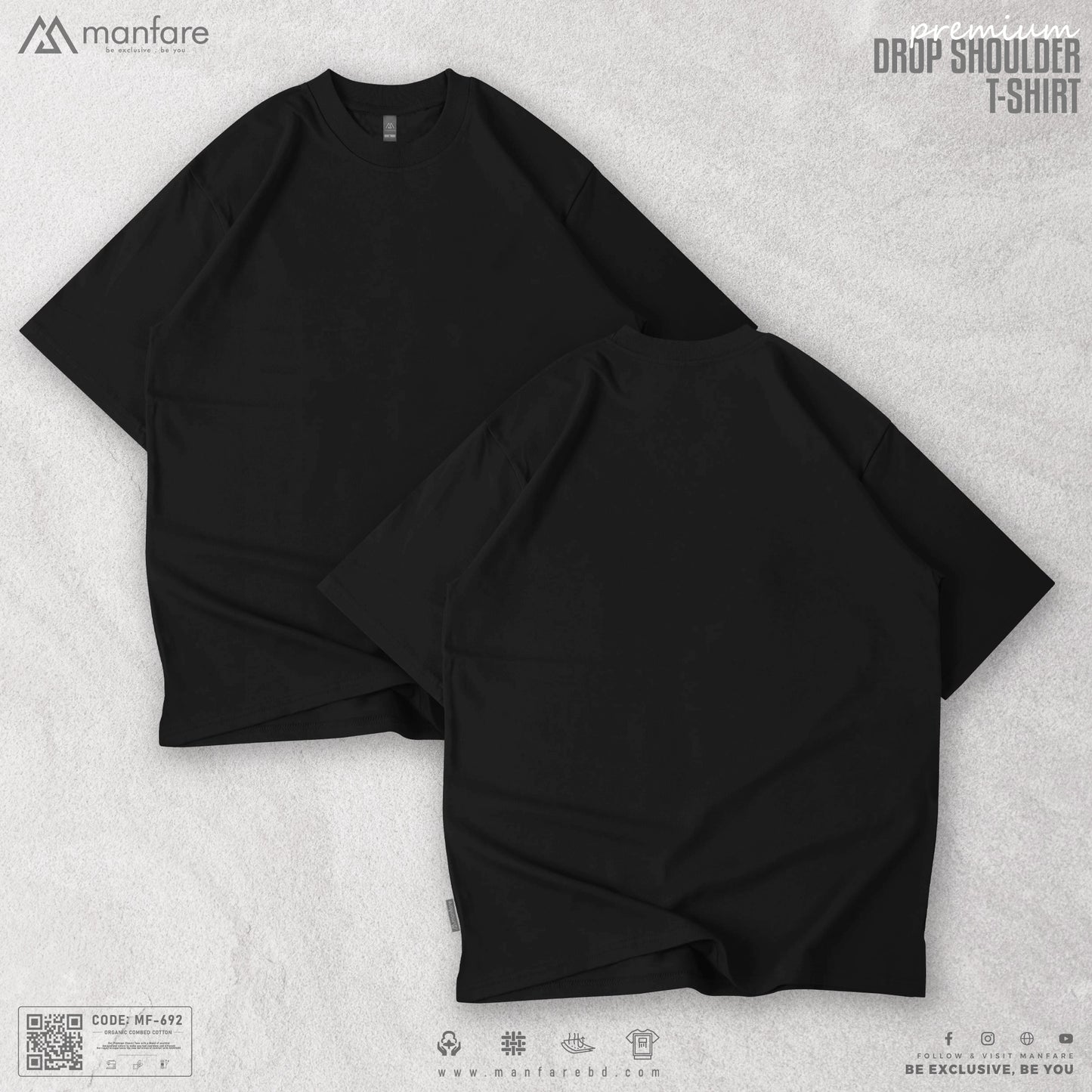 200+ GSM Premium Drop Shoulder T-Shirt | MF-692