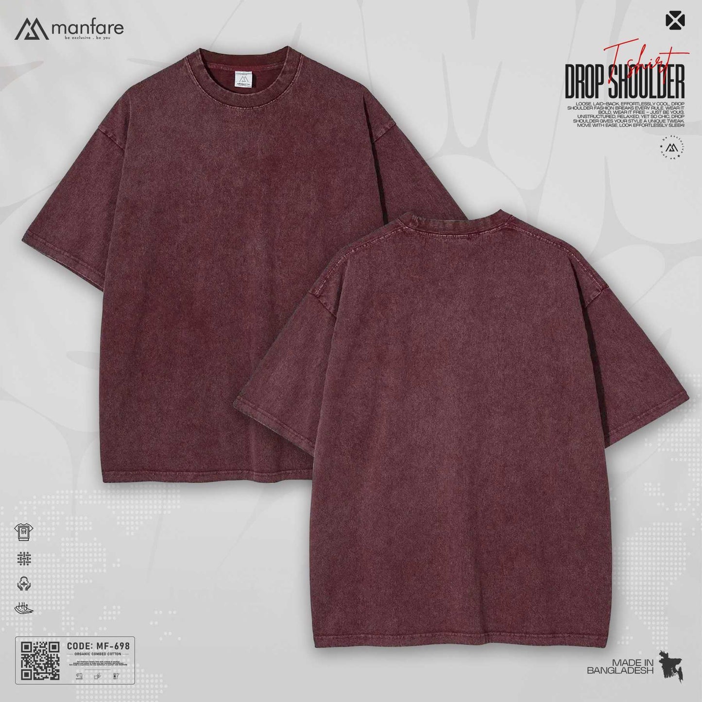 200+ GSM Premium Drop Shoulder T-Shirt | MF-698