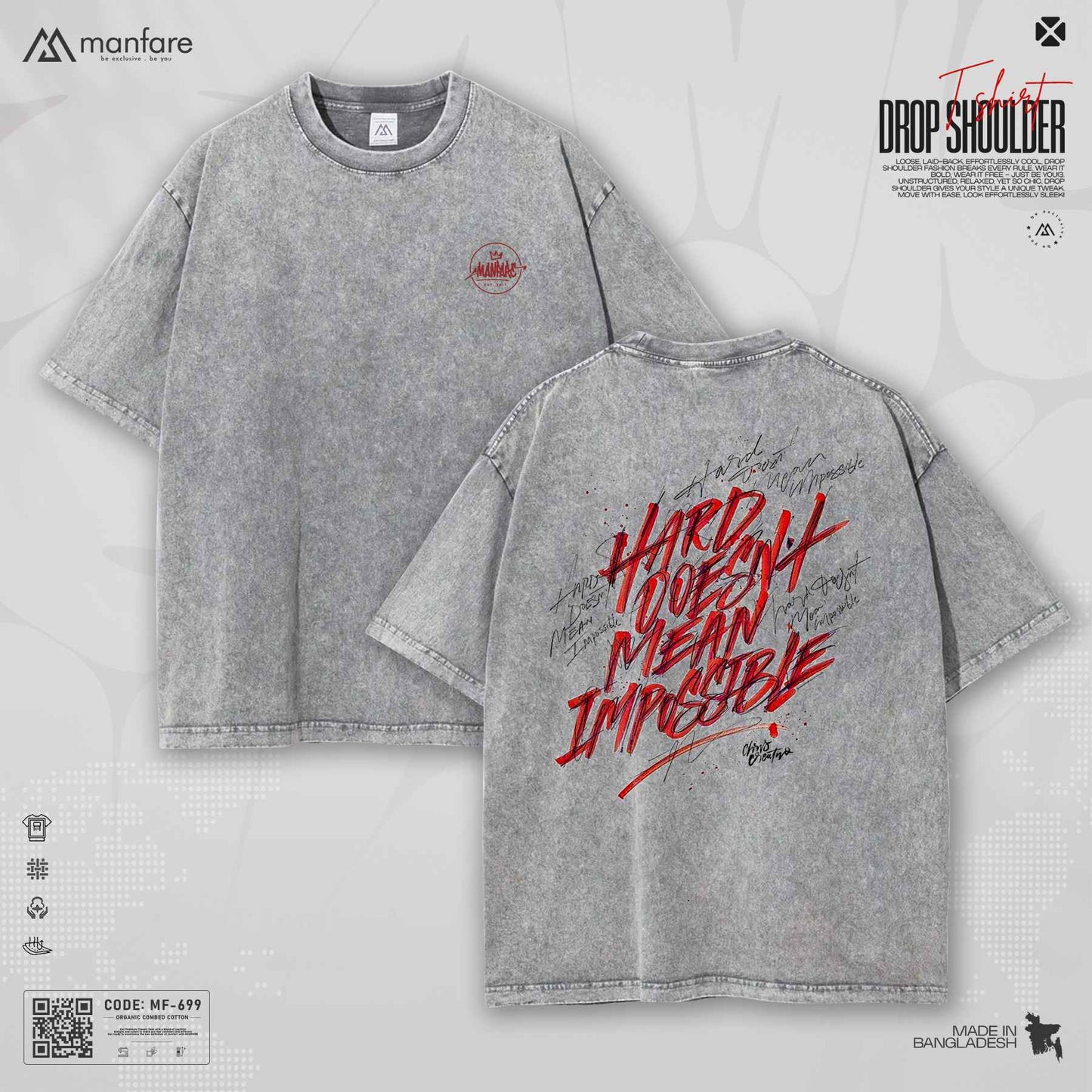 200+ GSM Premium Drop Shoulder T-Shirt | MF-699