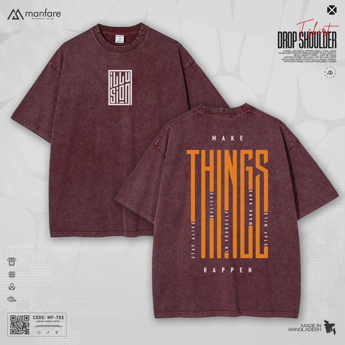 200+ GSM Premium Drop Shoulder T-Shirt | MF-705