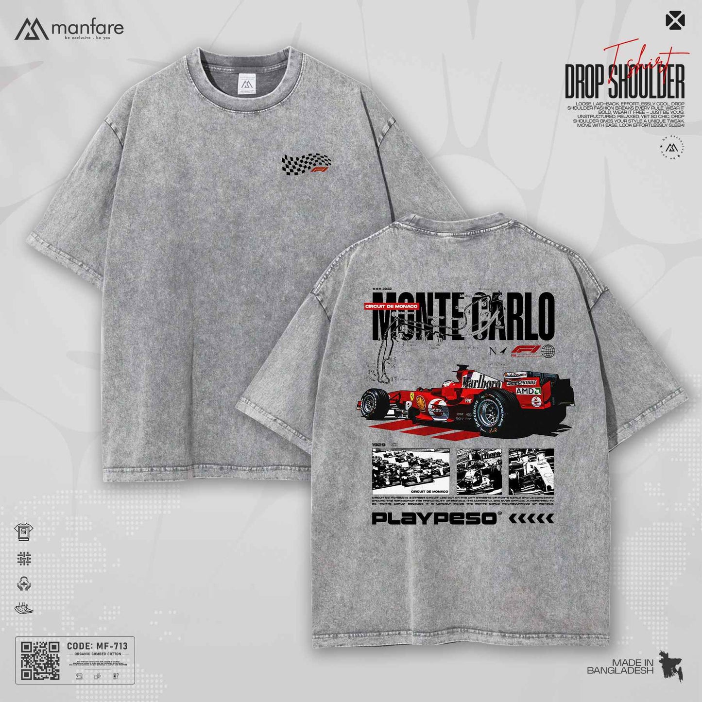 200+ GSM Premium Drop Shoulder T-Shirt | MF-713