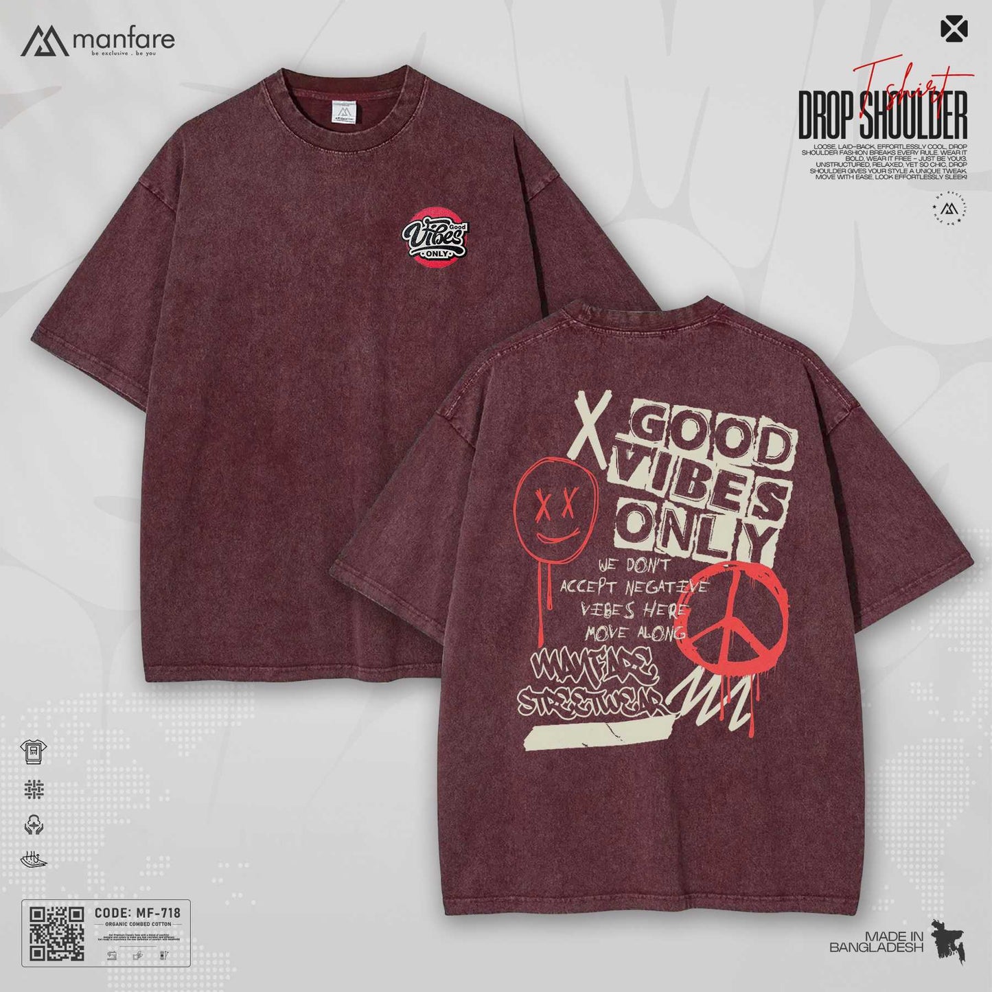 200+ GSM Premium Drop Shoulder T-Shirt | MF-718